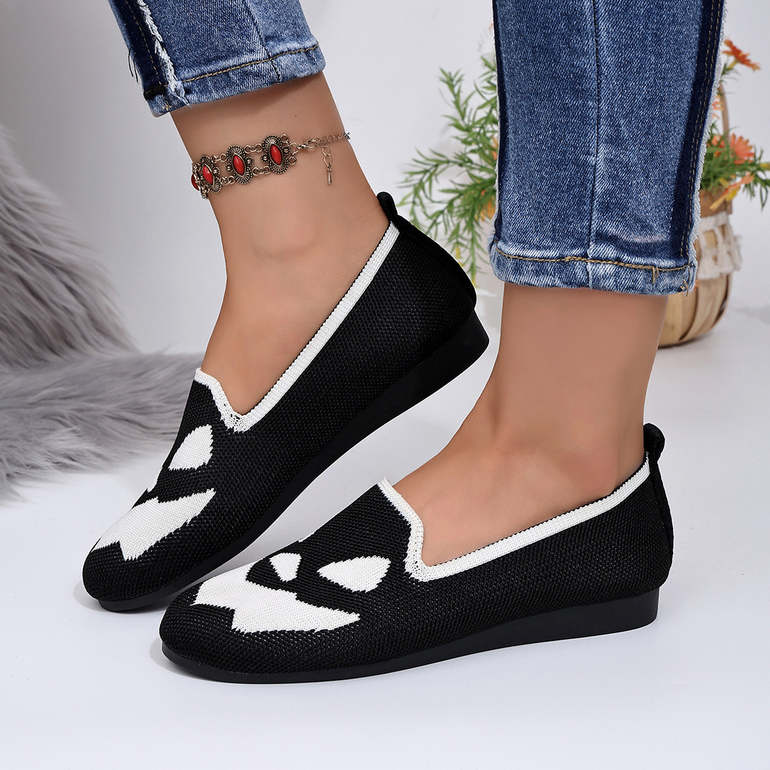 Spooky Pumpkin Knit Slip-On Shoes