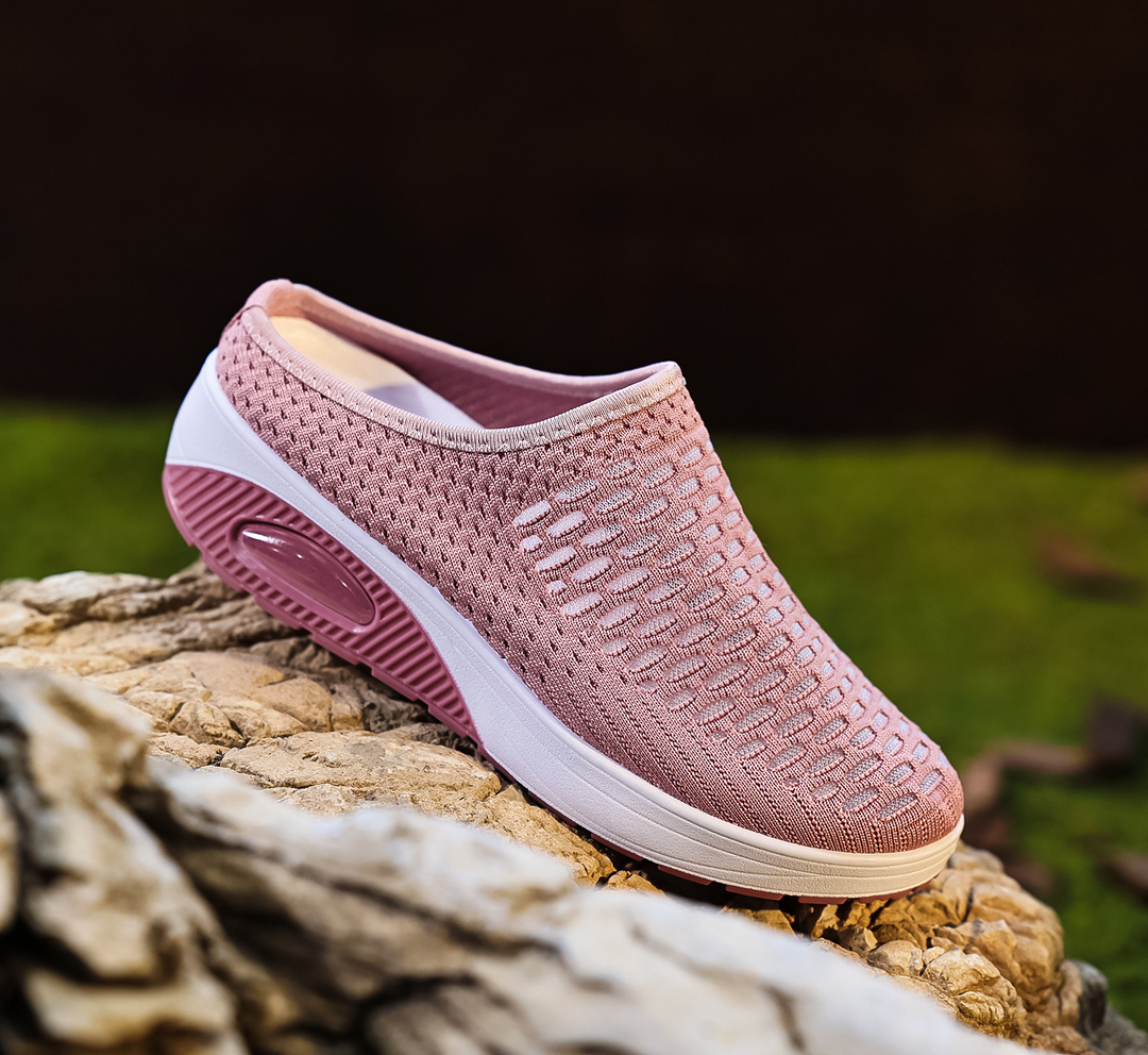 Women Air Cushion Wedge Mule Sneakers Slip‑On Walking Footwear