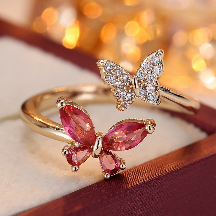 Double Butterfly Open Statement Ring