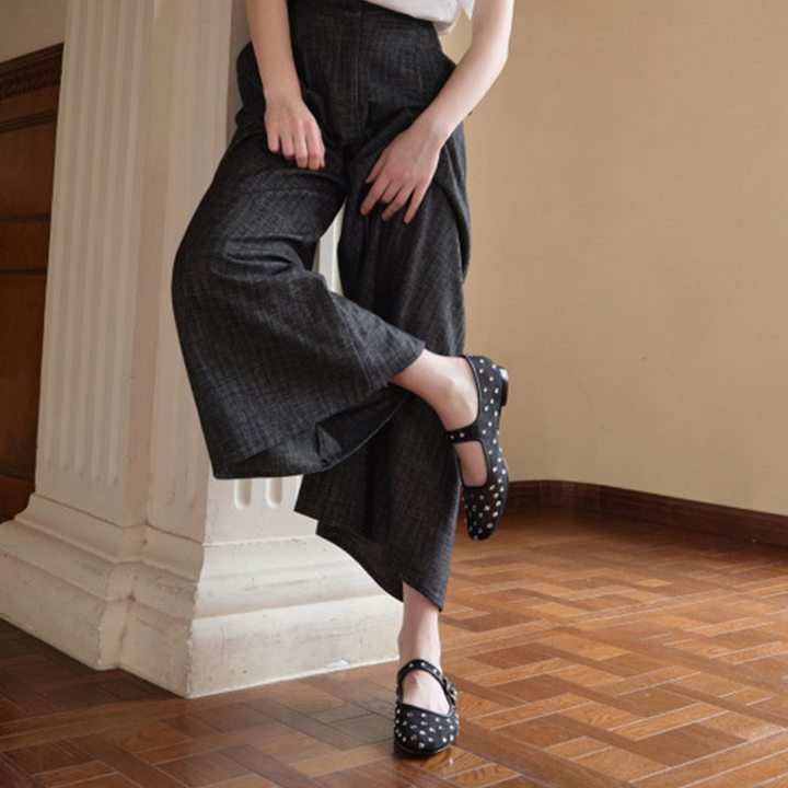 Crystal Mesh Buckle Mary Jane Flats
