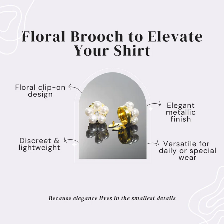 Exquisite Pearl Flower Rhinestone Cufflinks
