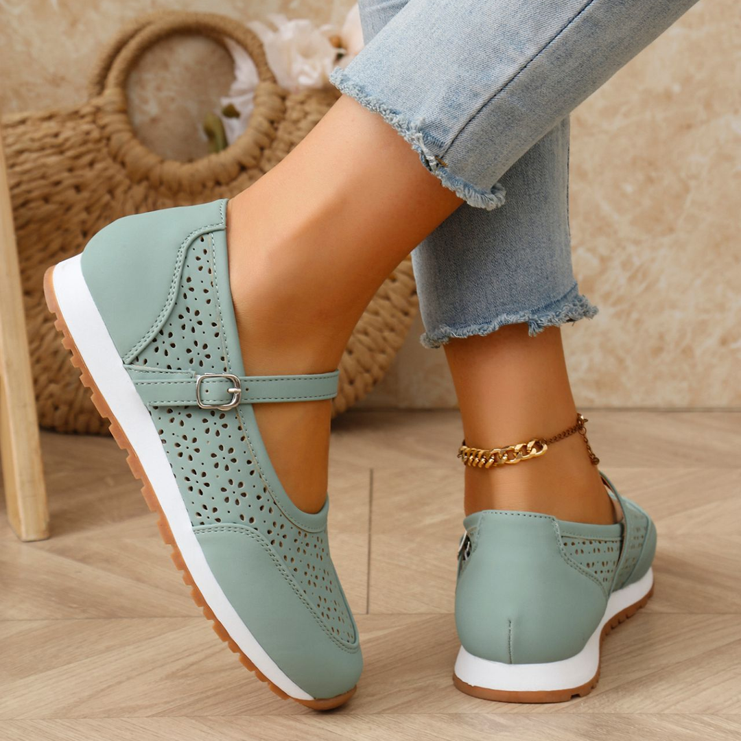 Ladies Hollow‑Out Mary Jane Lightweight Walking Flats