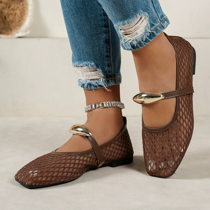 Summer Airy Mesh Mary Jane Flats with