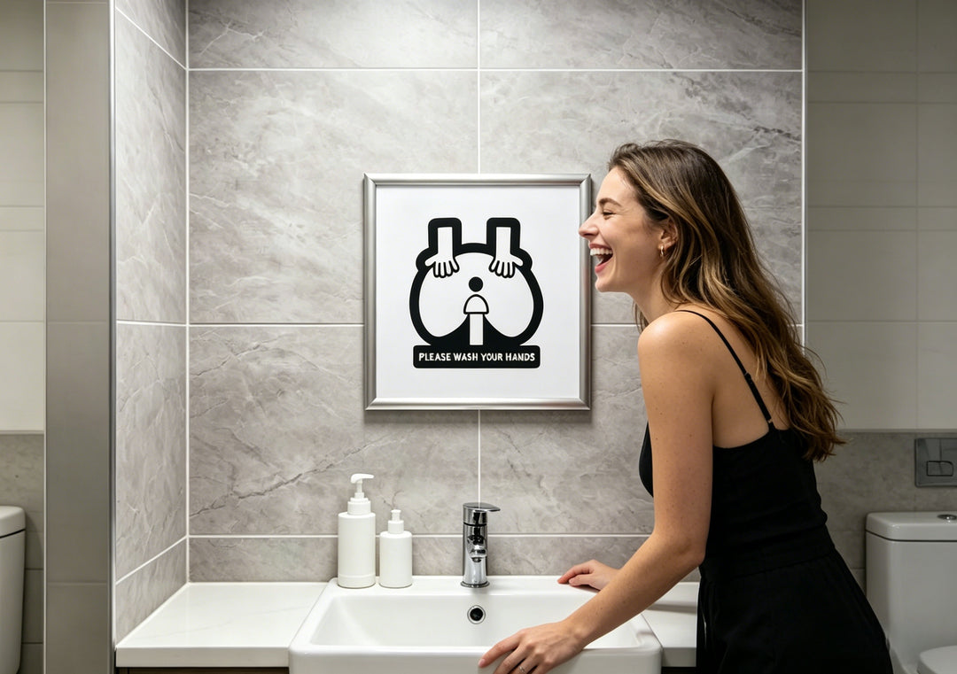 Fun drawing of "Please wash your hands"