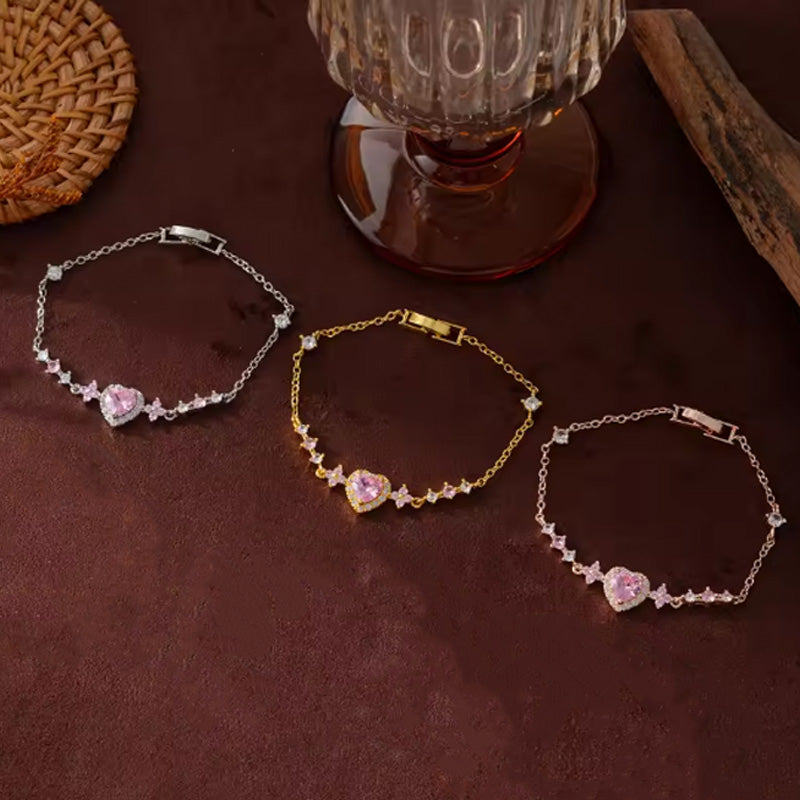 Heart-shaped diamond bracelet