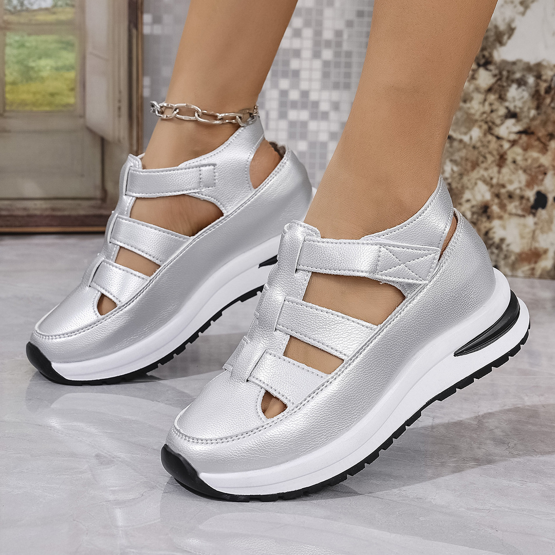 Hollow Buckle Platform Sandal