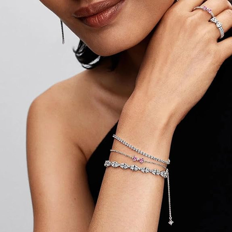 Diamond-set bow zircon bracelet