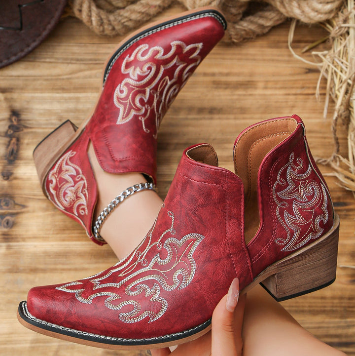 Ladies V Opening Embroidered Cowgirl Boots