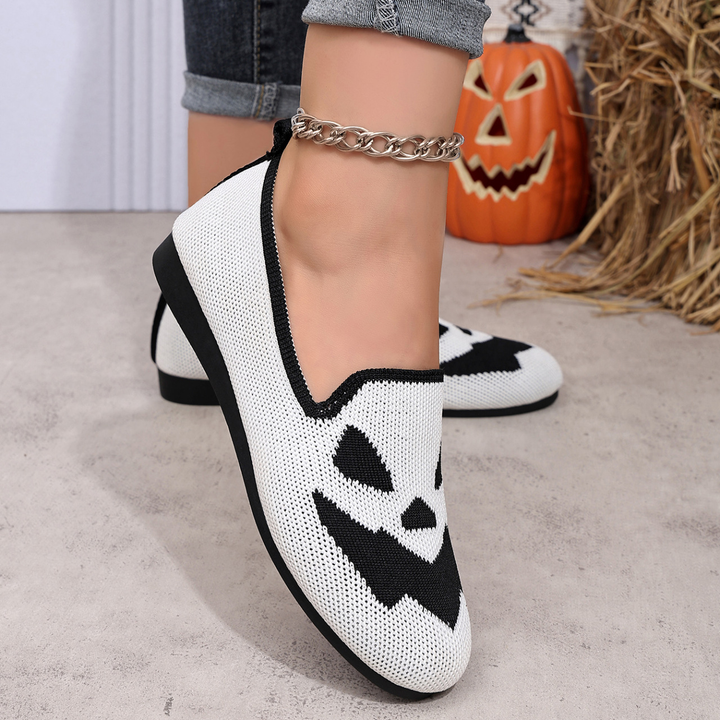 Spooky Pumpkin Knit Slip-On Shoes