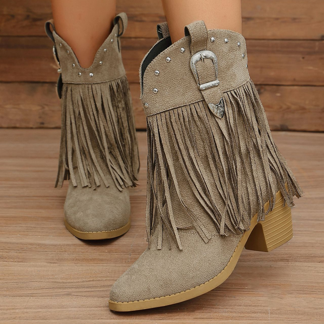 Vintage Stud Fringe Cowgirl Boots