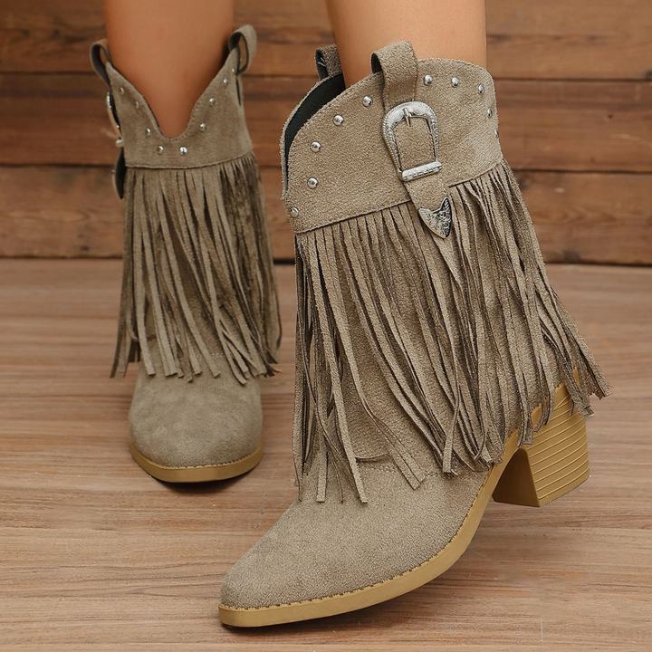 Vintage Stud Fringe Cowgirl Boots