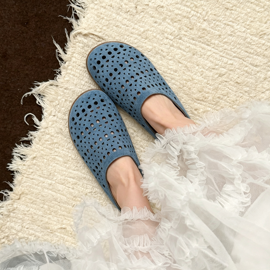 Casual Hollow Out Round Toe Flat Mules