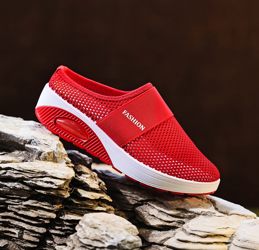Ladies Breathable Mule Sneakers Air Cushion Slip‑On Walking Shoes