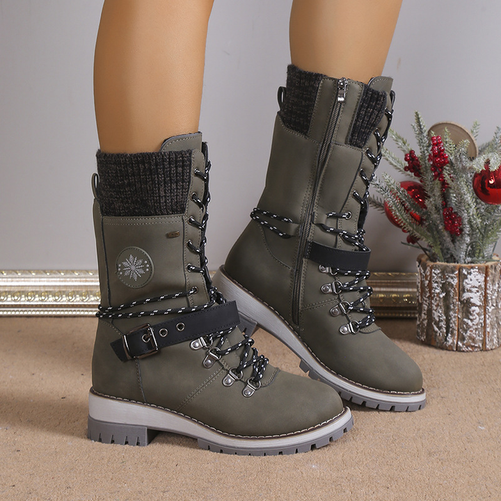 Women Buckle Strap Mid‑Calf Outdoor Snow Boots