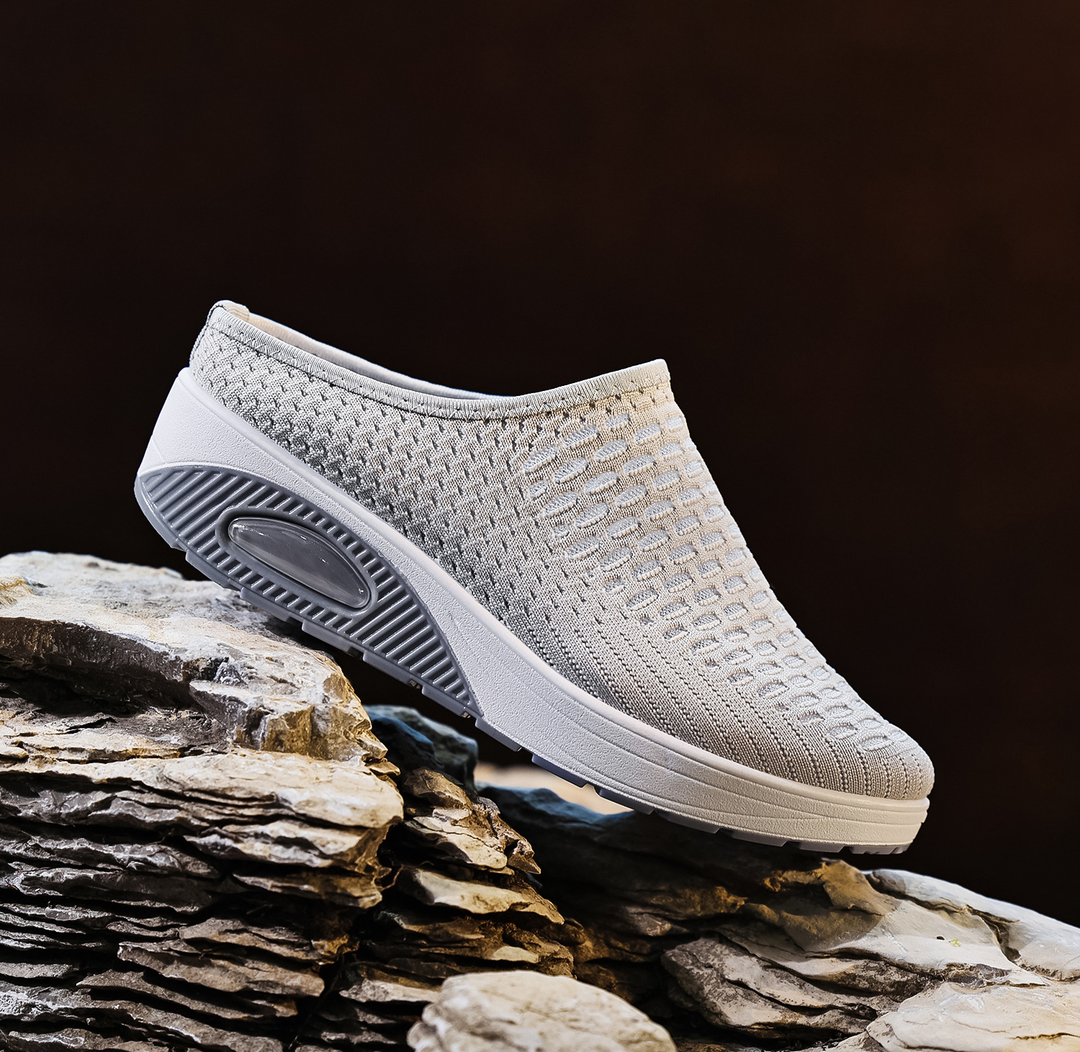 Women Air Cushion Wedge Mule Sneakers Slip‑On Walking Footwear