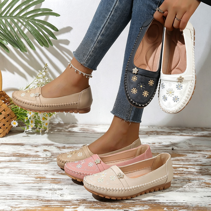 Fioral Embroidered Slip‑On Casual Women Loafers