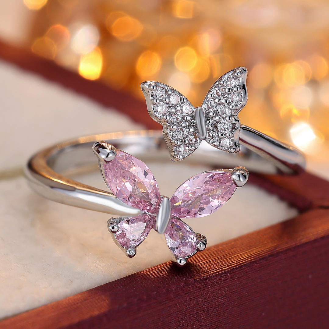 Double Butterfly Open Statement Ring