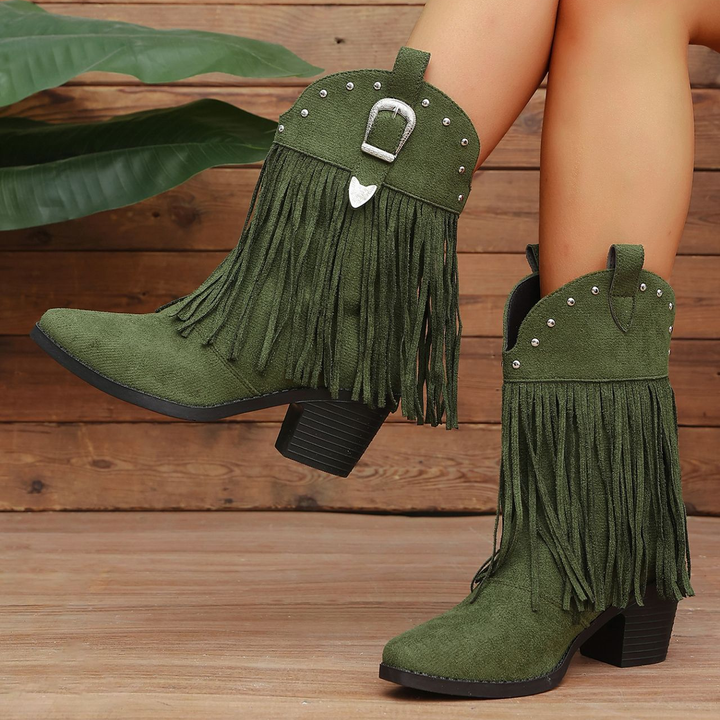 Vintage Stud Fringe Cowgirl Boots