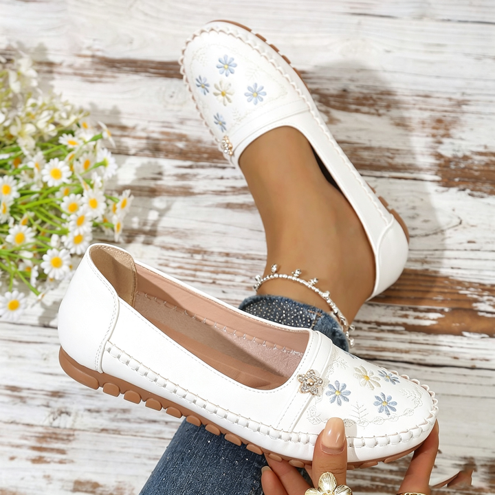 Fioral Embroidered Slip‑On Casual Women Loafers