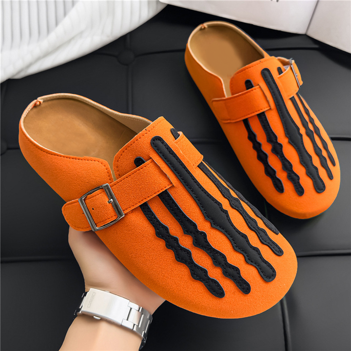Fashion Skeleton Pattern Adjustable Strap Mules