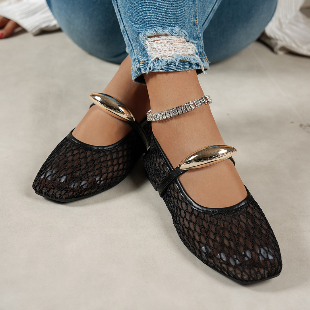 Summer Airy Mesh Mary Jane Flats with