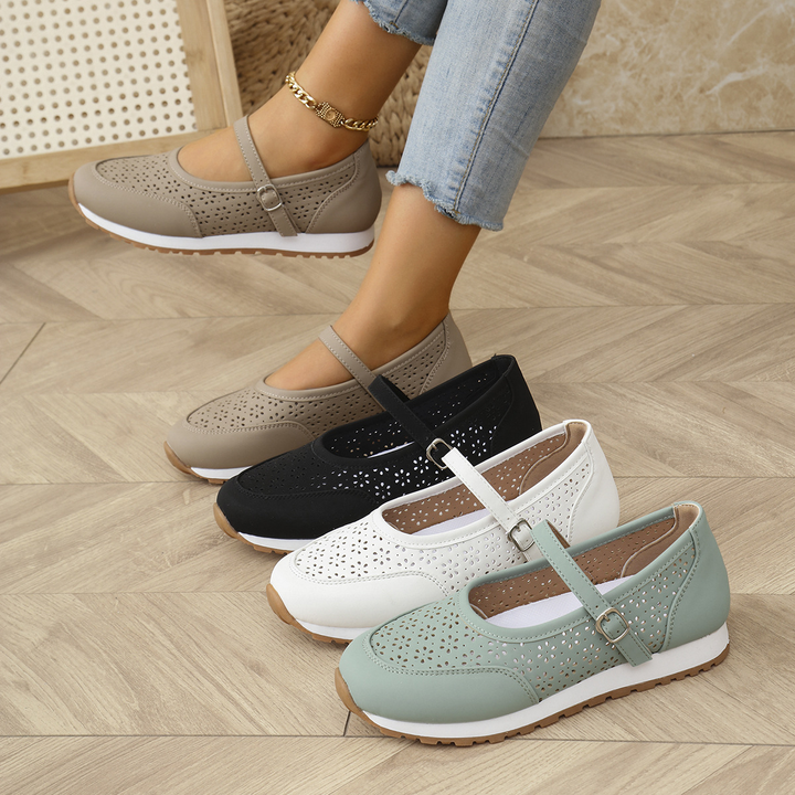 Ladies Hollow‑Out Mary Jane Lightweight Walking Flats