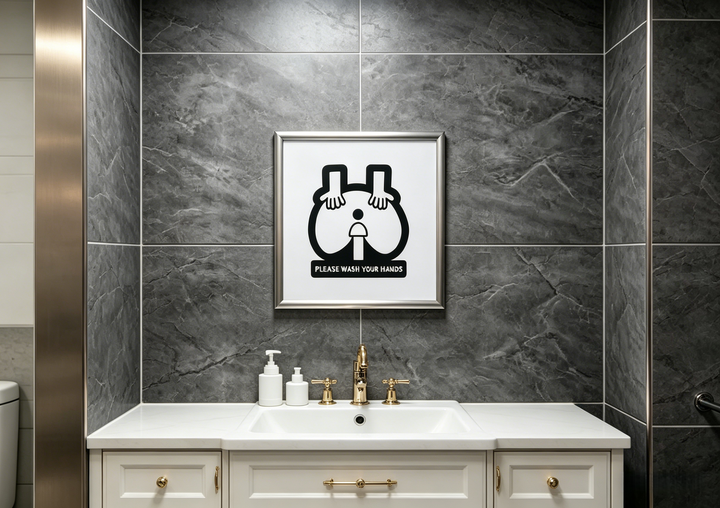Fun drawing of "Please wash your hands"