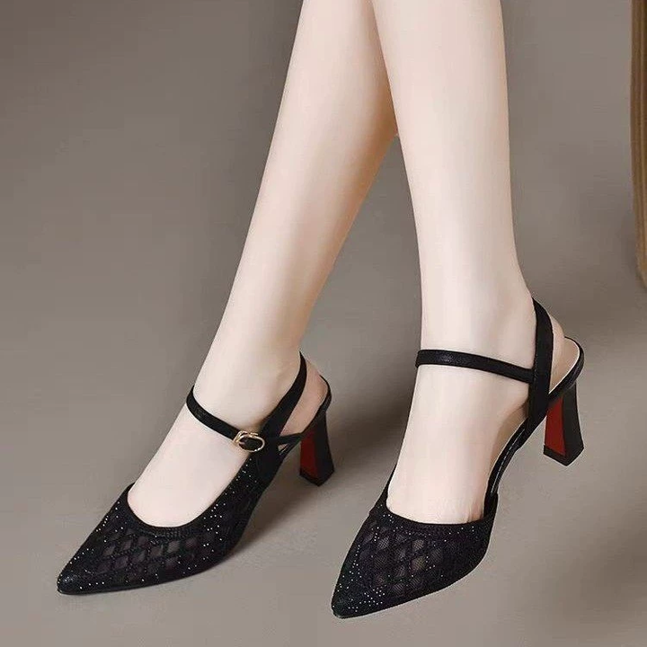 Point Mesh Strap High Heels