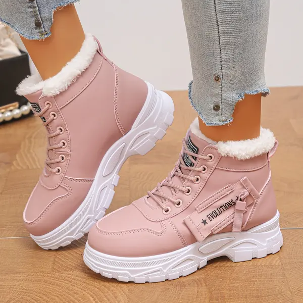 Lace Up Thick Sole Winter Ankle Shoes