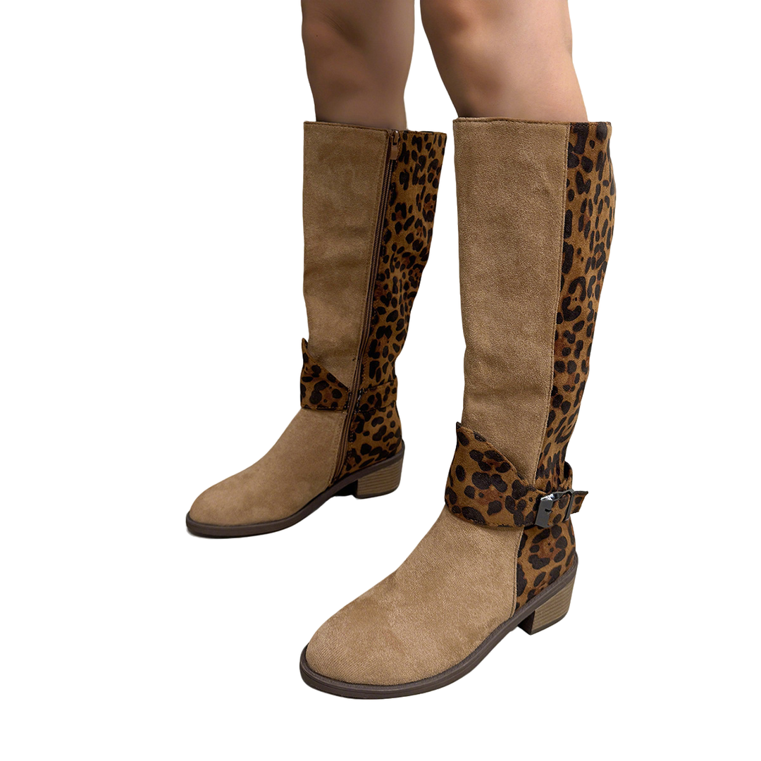 Round-toe high-top color-blocked Martin boots