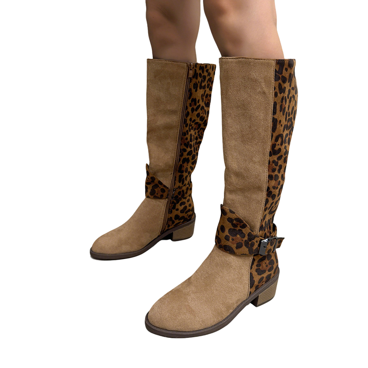 Round-toe high-top color-blocked Martin boots