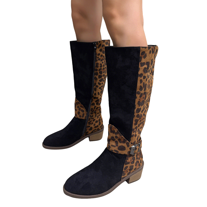 Round-toe high-top color-blocked Martin boots