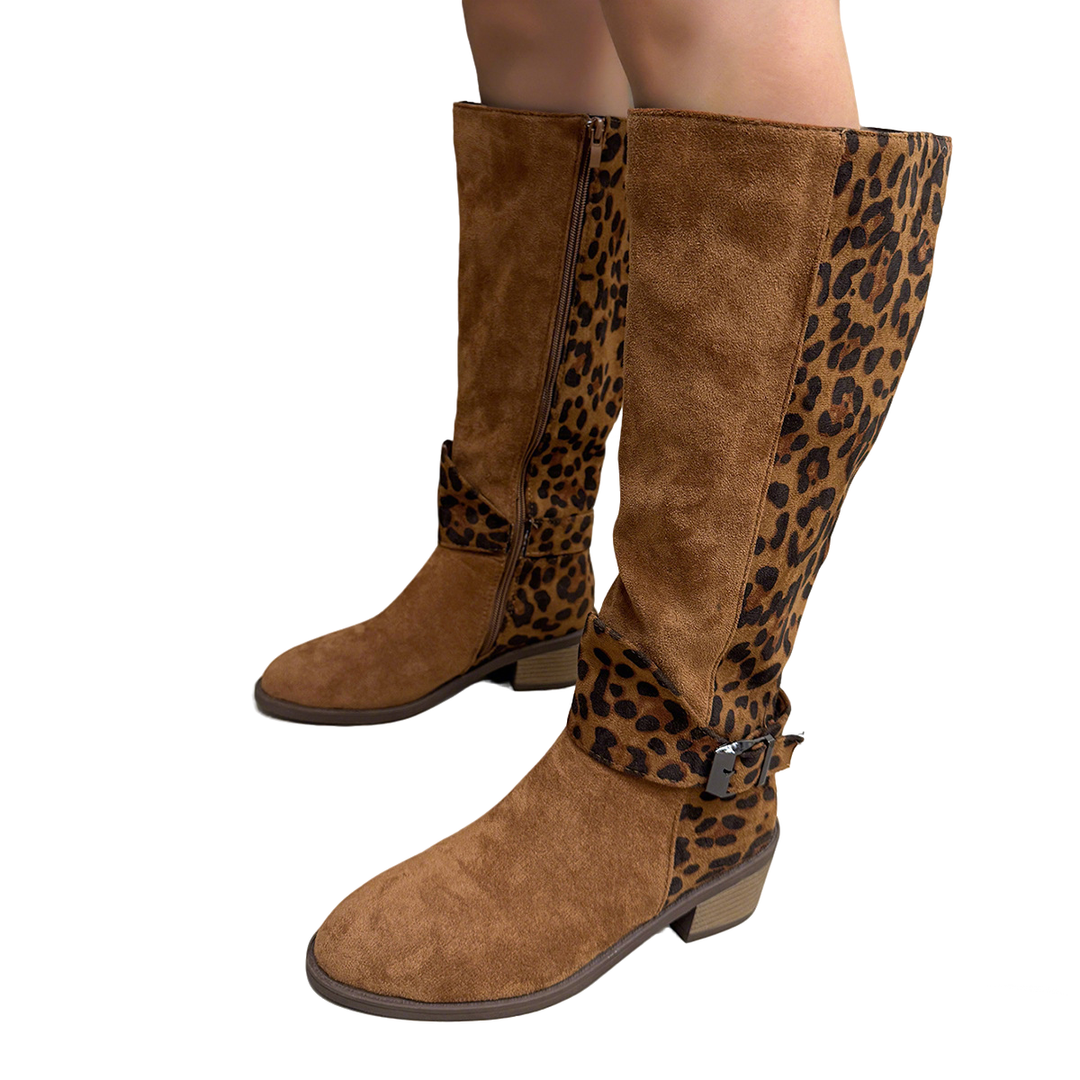 Round-toe high-top color-blocked Martin boots