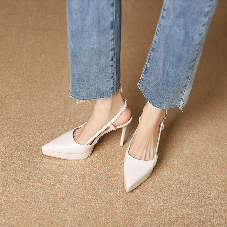 Patent Pointed Toe Platform Stiletto Slingback Heels