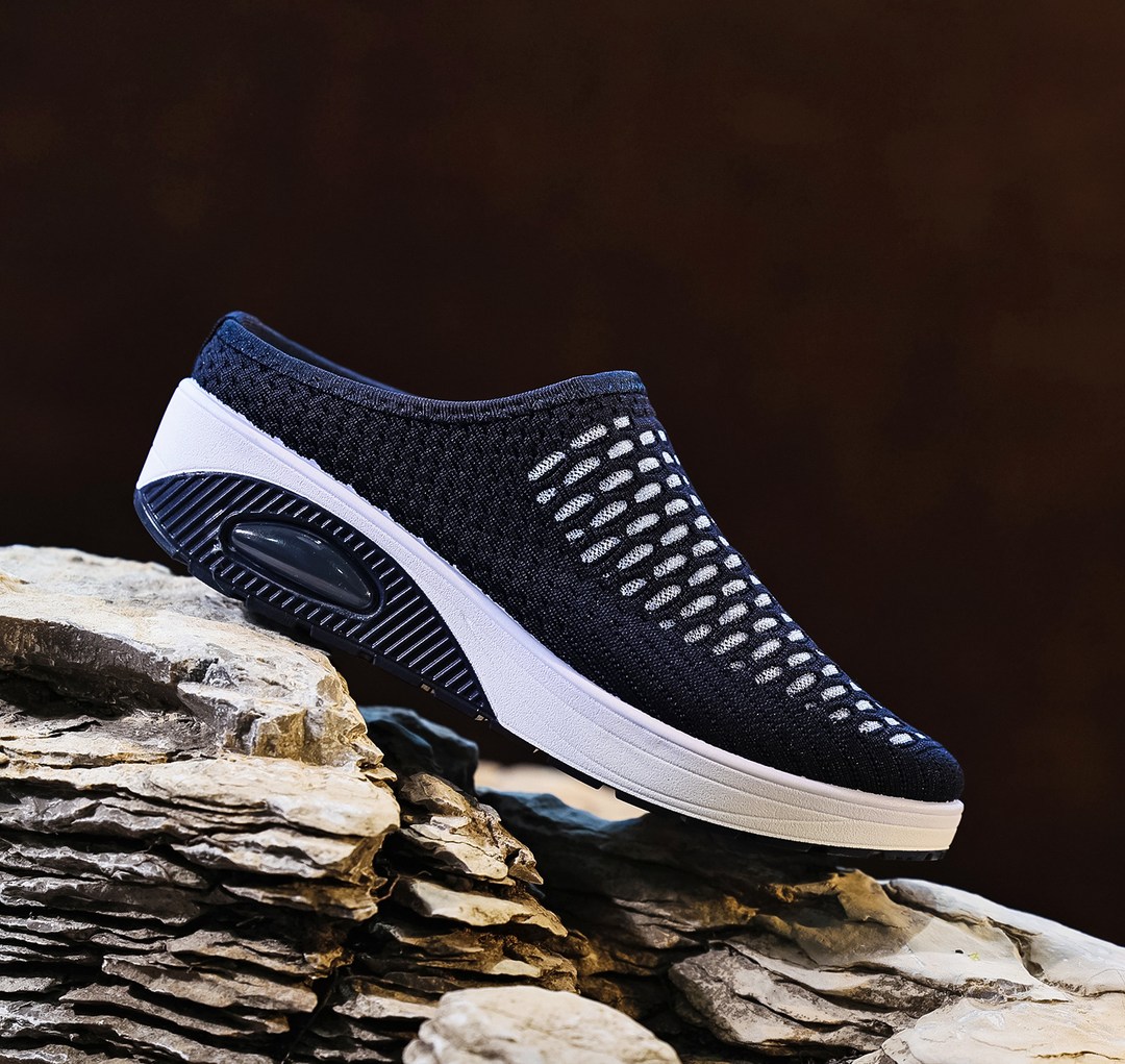 Women Air Cushion Wedge Mule Sneakers Slip‑On Walking Footwear