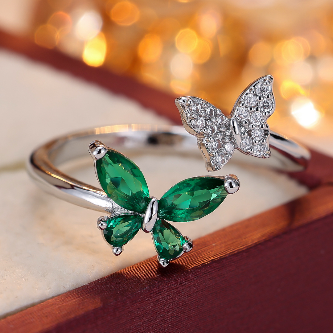 Double Butterfly Open Statement Ring