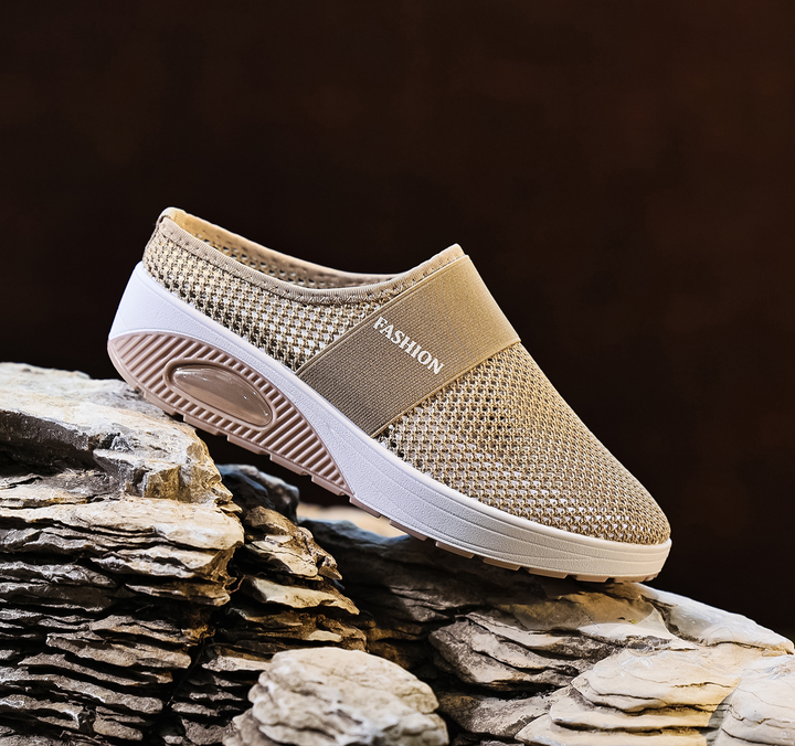 Ladies Breathable Mule Sneakers Air Cushion Slip‑On Walking Shoes