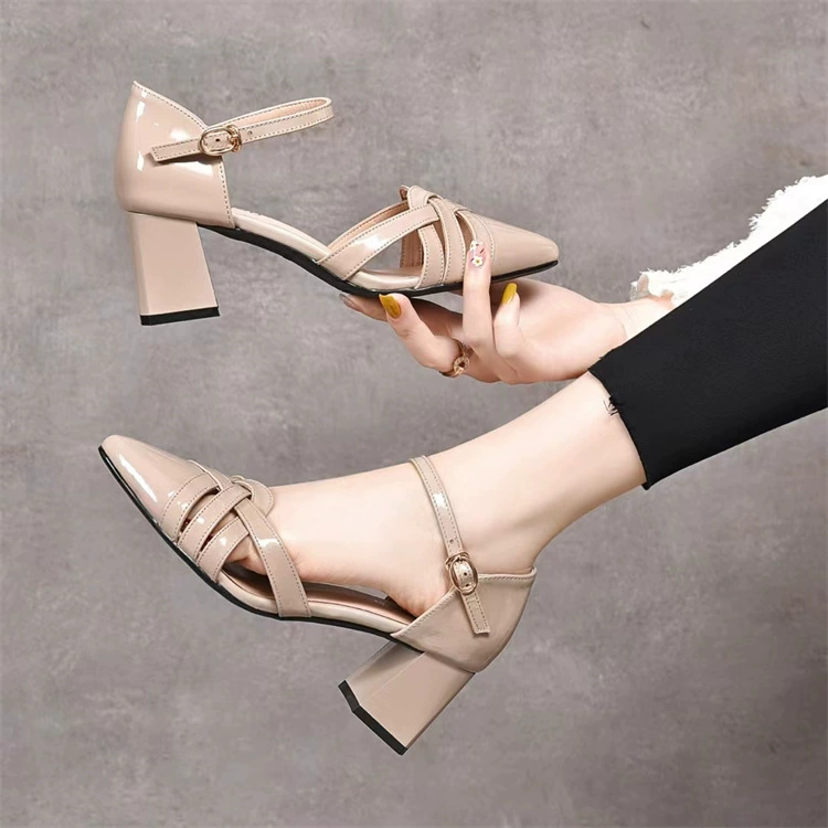 Cutout Point Toe Block Heel Mary Janes