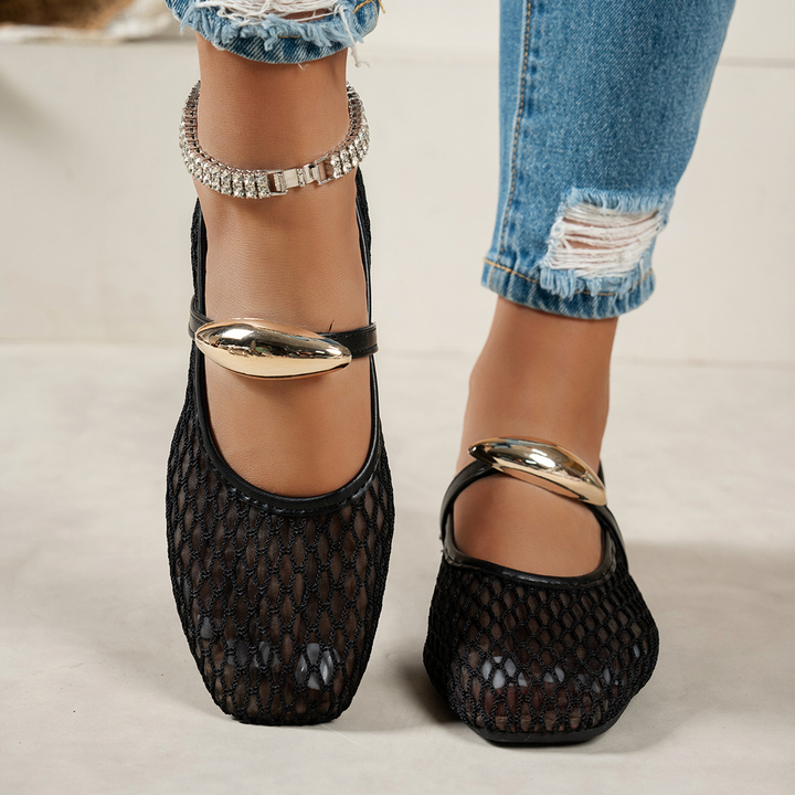 Summer Airy Mesh Mary Jane Flats with