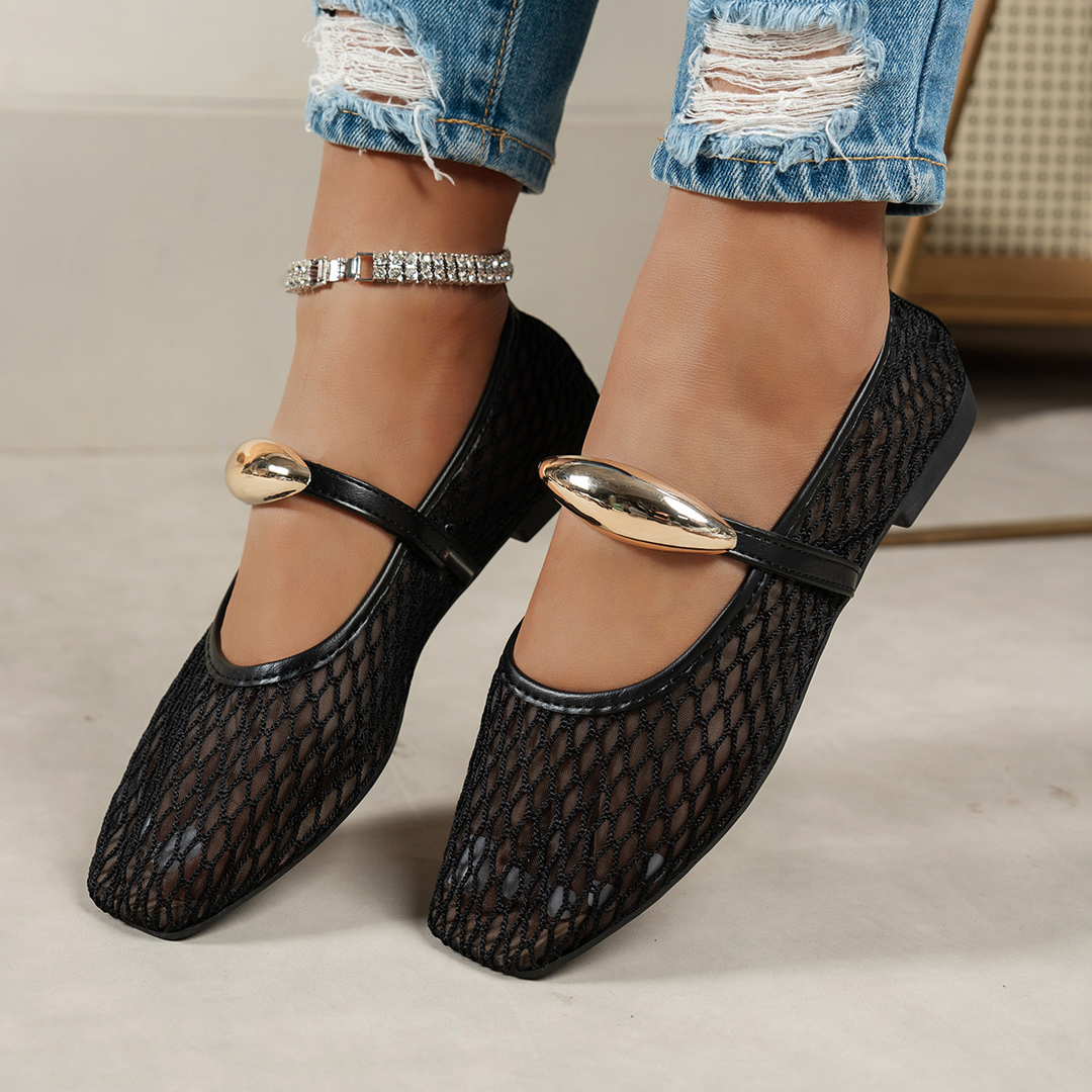 Summer Airy Mesh Mary Jane Flats with