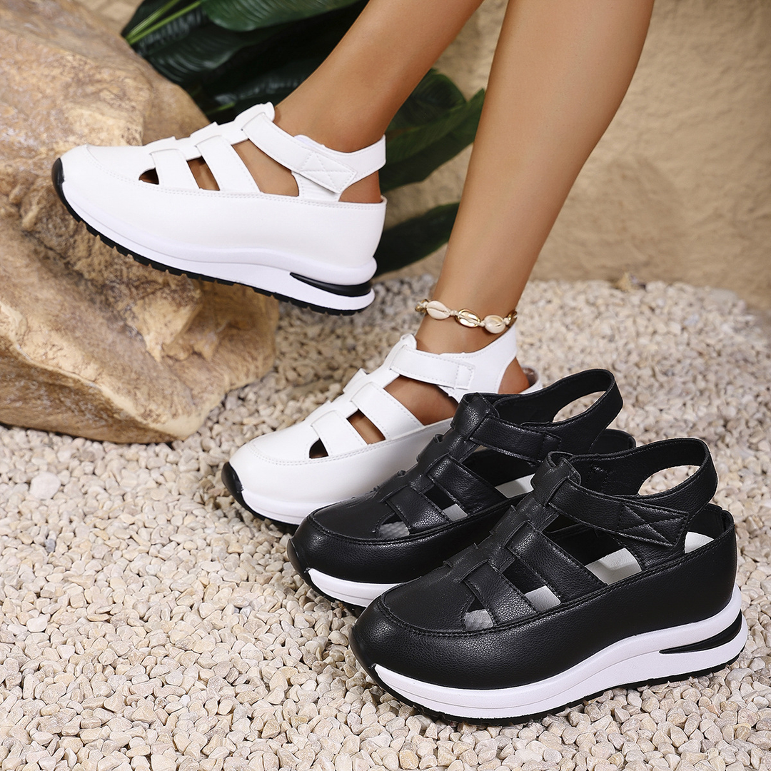 Hollow Buckle Platform Sandal