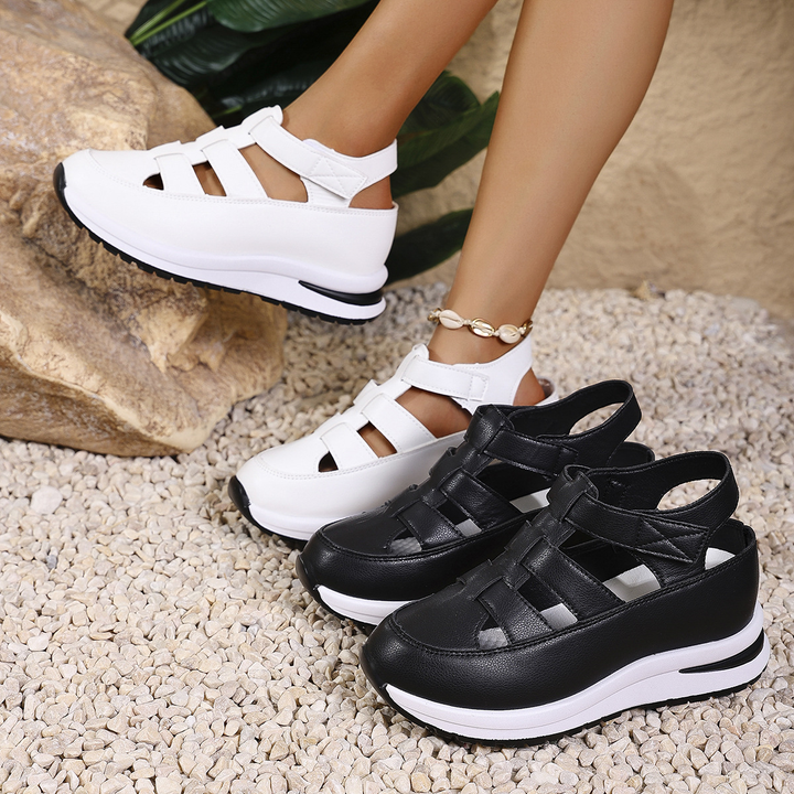 Hollow Buckle Platform Sandal