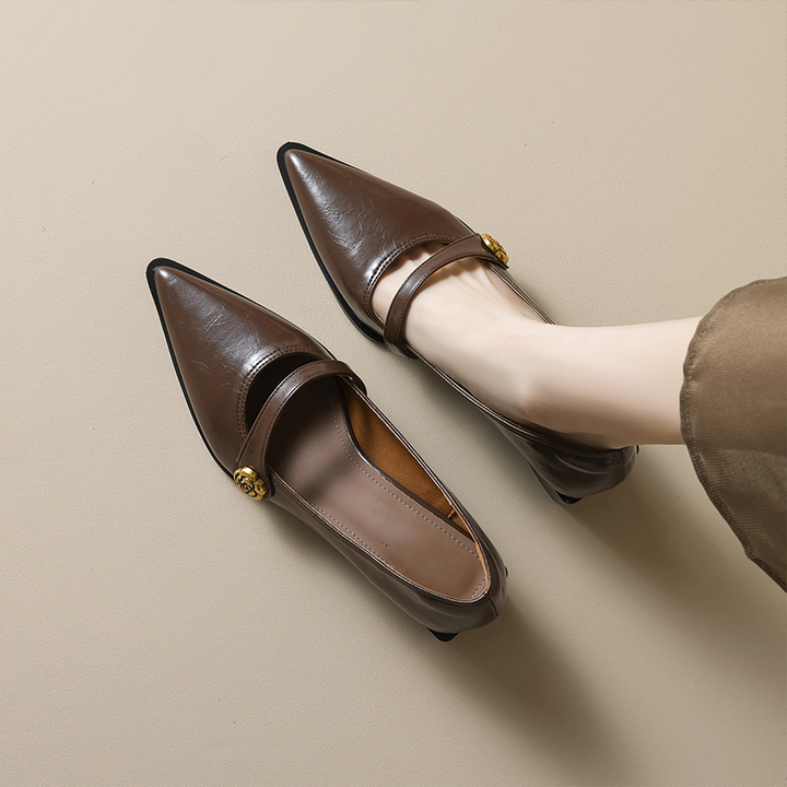 Retro pointed-toe block-heel shoes