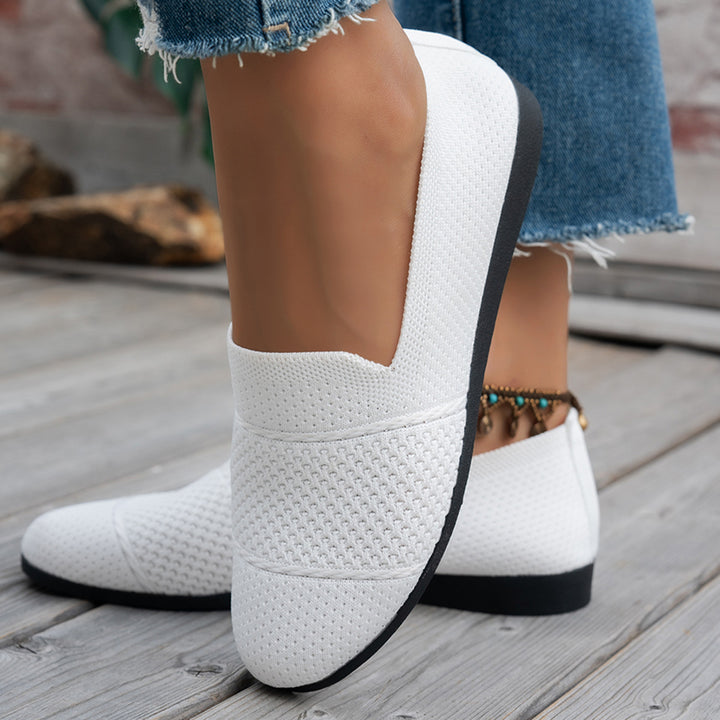 Women Round Toe Knit Ballet Flats