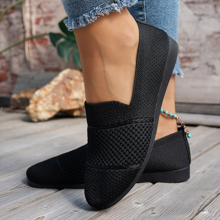 Women Round Toe Knit Ballet Flats