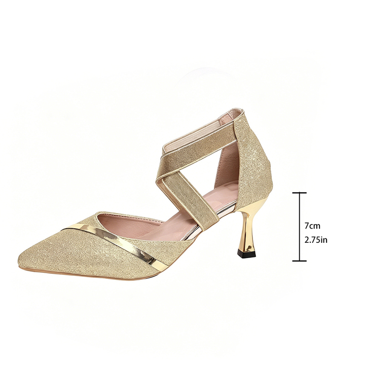 Glitter Ankle Strap Heeled Sandals