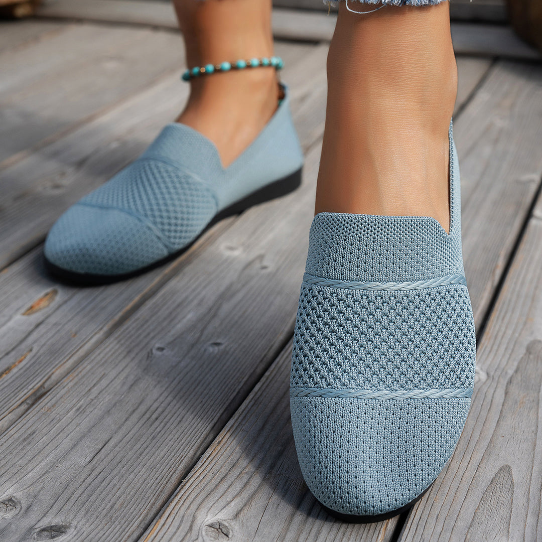 Women Round Toe Knit Ballet Flats