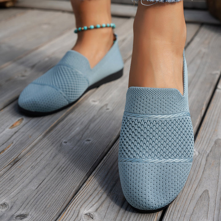 Women Round Toe Knit Ballet Flats