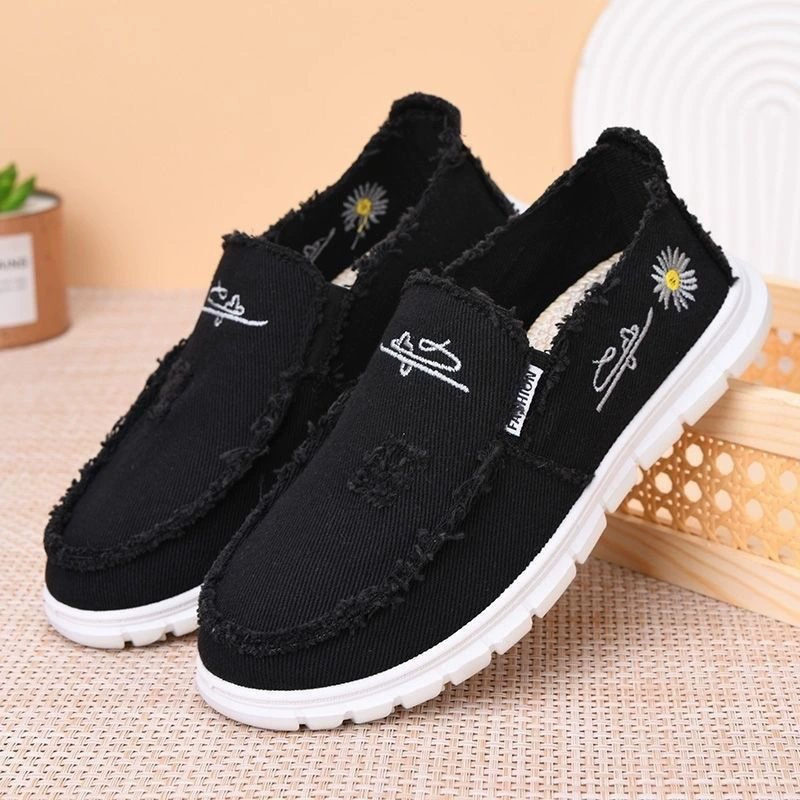 Frayed Edge Canvas Slip On Casual Walking Shoes