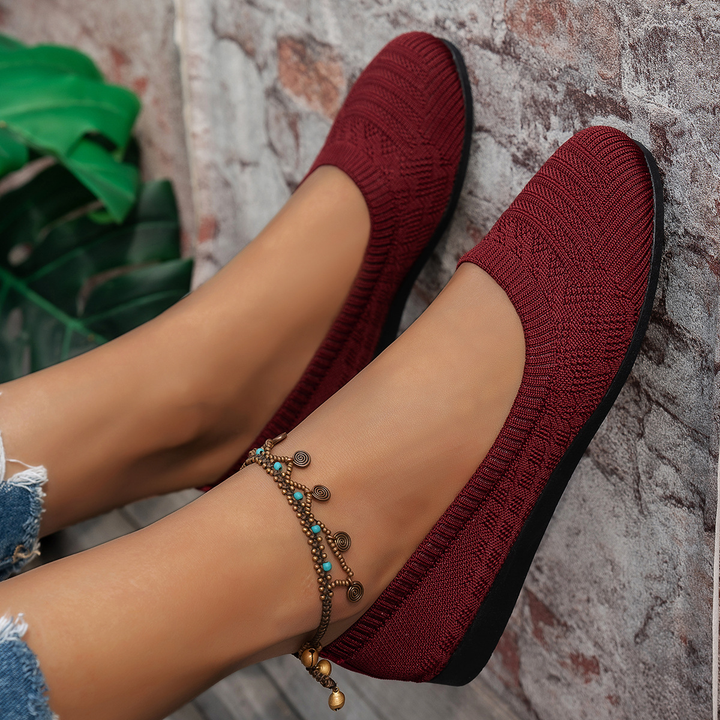 Knit Breathable Comfort Flat Slip On Shoes